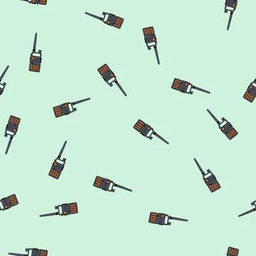 Seamless pattern portable two way radio communicating instant messages Illustration