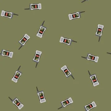 Seamless pattern portable walkie talkie cartoon vector Stock Illustration