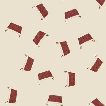 Seamless pattern portable wicker laundry basket cartoon vector Stock Illustration