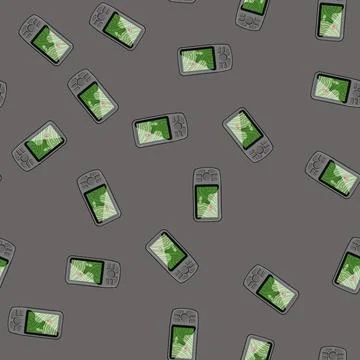 Seamless pattern positioning gandheld gps cartoon vector Illustrazione stock
