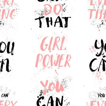 Seamless pattern. A positive word, calls for action. Phrase for motivation, for Stock Illustration