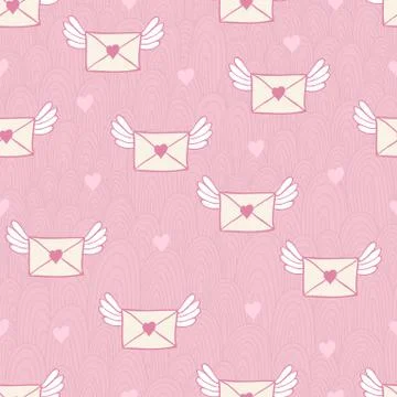 Seamless pattern with post letters. love mail. Stock Illustration