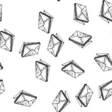 Seamless pattern post mail paper sketch hand drawn Stock Illustration