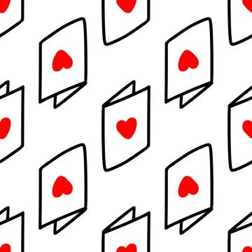 Seamless pattern with postcards with hearts Stock Illustration