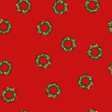 Seamless pattern poster christmas wreath cartoon vector Stock Illustration