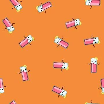 Seamless pattern poster cocktail character cartoon vector Stock Illustration