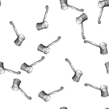 Seamless pattern pot cezve turkish coffee sketch hand drawn black Stock Illustration