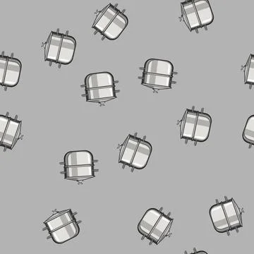 Seamless pattern pot double boiler pan cartoon vector Stock Illustration
