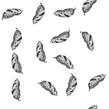 Seamless pattern potato grilled vegetables sketch hand drawn Stock Illustration