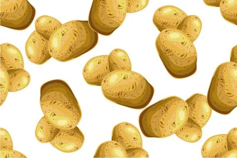 Seamless pattern potatoes. Vector hand-drawn illustration Stock Illustration