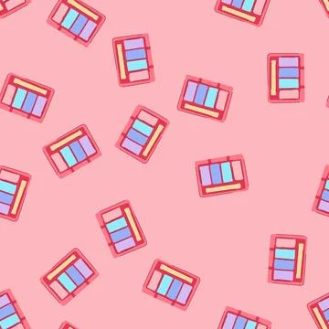 Seamless pattern powder eyeshadow face cartoon vector Stock Illustration
