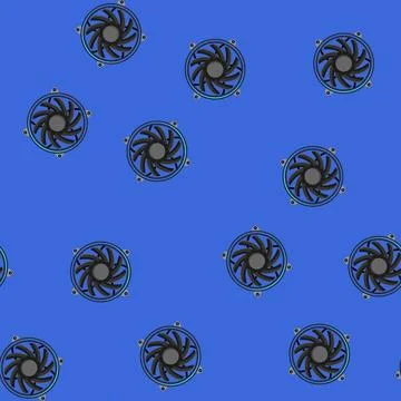 Seamless pattern power cooling fan pc cartoon vector Stock Illustration