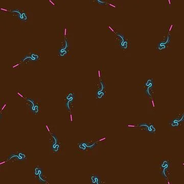 Seamless pattern power magic stick cartoon vector Stock Illustration