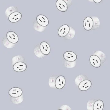 Seamless pattern power smar plug cartoon vector Stock Illustration