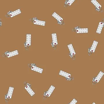 Seamless pattern Power strip with multiple electrical outlets and usb ports Stockillustratie