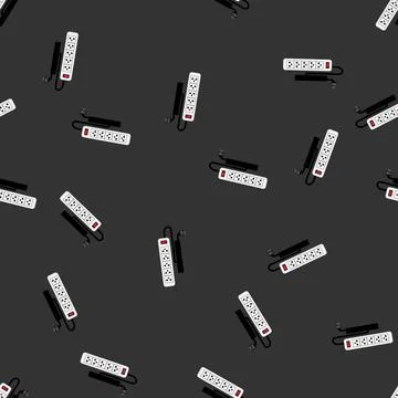 Seamless pattern Power strip providing multiple electrical outlets for device Stock Illustration