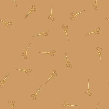 Seamless pattern precision gold scissor cartoon vector Stock Illustration
