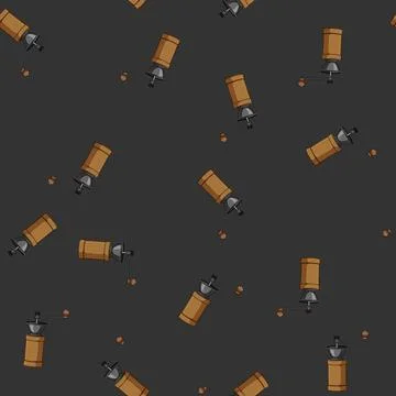 Seamless pattern precision manual coffee grinder cartoon vector Stock Illustration