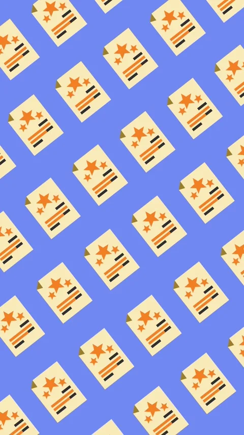 Seamless pattern of premium document icons with stars on an abstract background Stock Footage 341061483