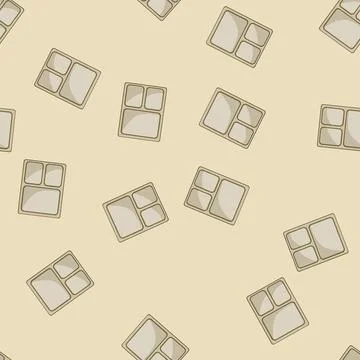 Seamless pattern prep multi section meal tray cartoon vector Stock Illustration
