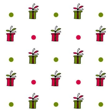 Seamless pattern with present boxes and circles イラスト素材