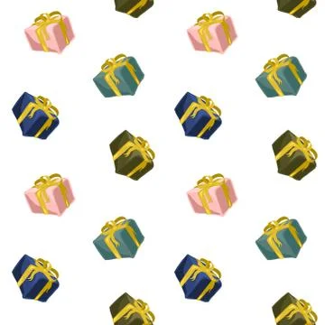 Seamless pattern with present boxes Stock Illustration