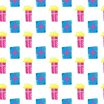 Seamless pattern with present boxes. Illustrazione stock
