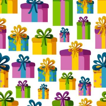Seamless pattern with present boxes. Pattern for holyday designs. Vector Stock Illustration