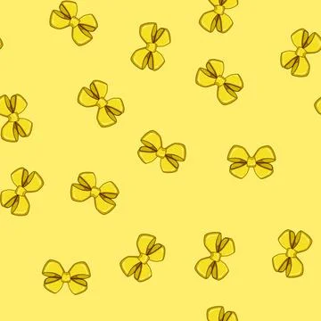 Seamless pattern present gold bow cartoon vector Stock Illustration