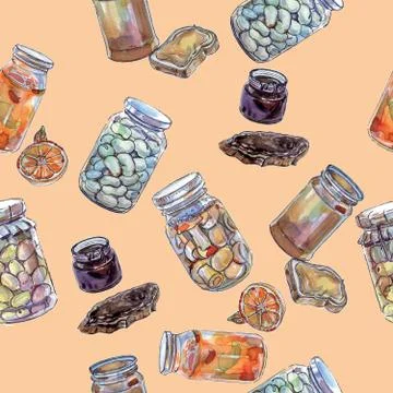 Seamless pattern of preserves Stock Illustration