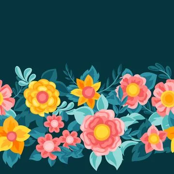 Seamless pattern with pretty flowers. Beautiful decorative natural buds and Stockillustratie