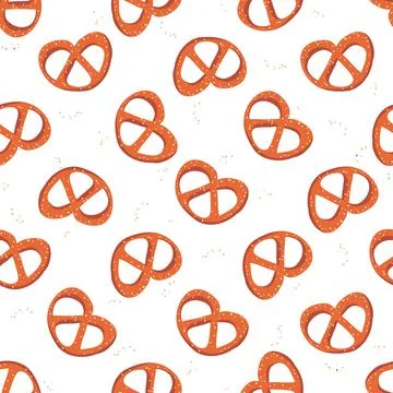 Seamless pattern with pretzels and salt Stockillustratie