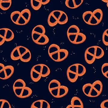 Seamless pattern with pretzels and salt Stock Illustration