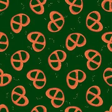 Seamless pattern with pretzels and salt Stock Illustration