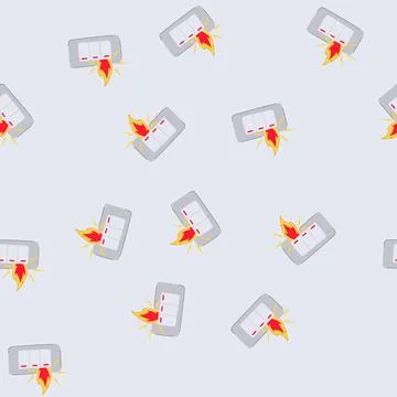 Seamless pattern prevention short circuit fire cartoon vector Stock Illustration