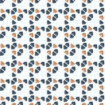 Seamless pattern of primed volume triangles on graph paper Stock Illustration