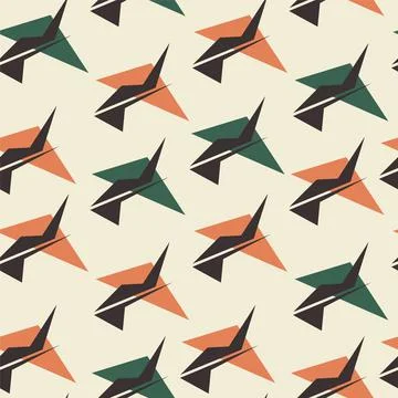 Seamless pattern with primitive geometry fly birds Stock Illustration