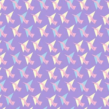 Seamless pattern with primitive geometry fly birds Stock Illustration
