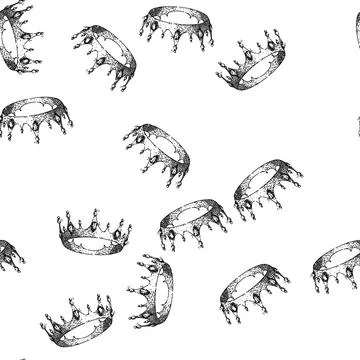 Seamless pattern prince crown queen sketch hand drawn 스톡 일러스트