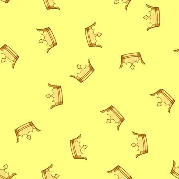 Seamless pattern prince golden crown cartoon vector Stock Illustration