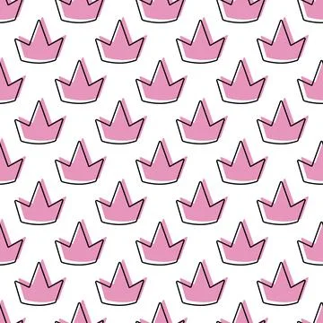 Seamless pattern for princesses. Lovely pink crown for little princess, baby Stock Illustration