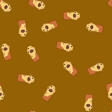 Seamless pattern print cat paw cartoon vector Stock Illustration