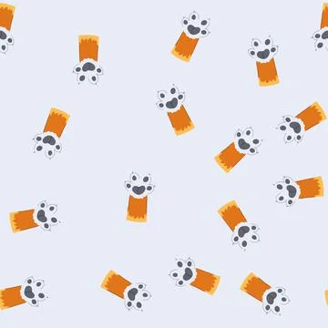 Seamless pattern print cat paw cartoon vector イラスト素材