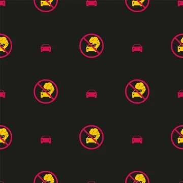 Seamless pattern. Print for clothes. Patterns for packaging. Car icon with ex Illustrazione stock