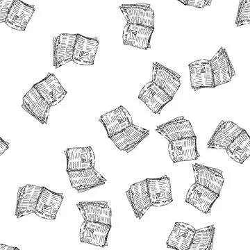Seamless pattern print old newspaper sketch hand drawn Illustrazione stock