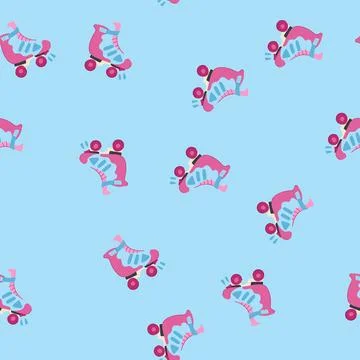 Seamless pattern print roller skate cartoon vector イラスト素材