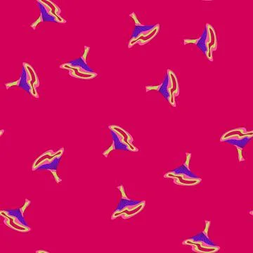 Seamless pattern print trippy mushroom cartoon vector Stock Illustration