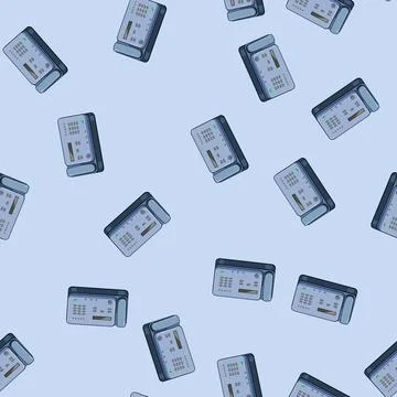 Seamless pattern printer fax machine cartoon vector Stockillustratie