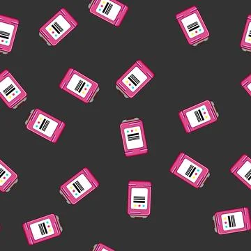 Seamless pattern printer ink cartridge cartoon vector Stock Illustration