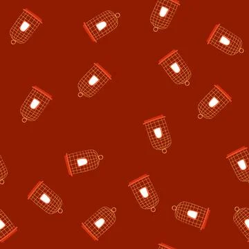 Seamless pattern prison bird cage cartoon vector Stock Illustration
